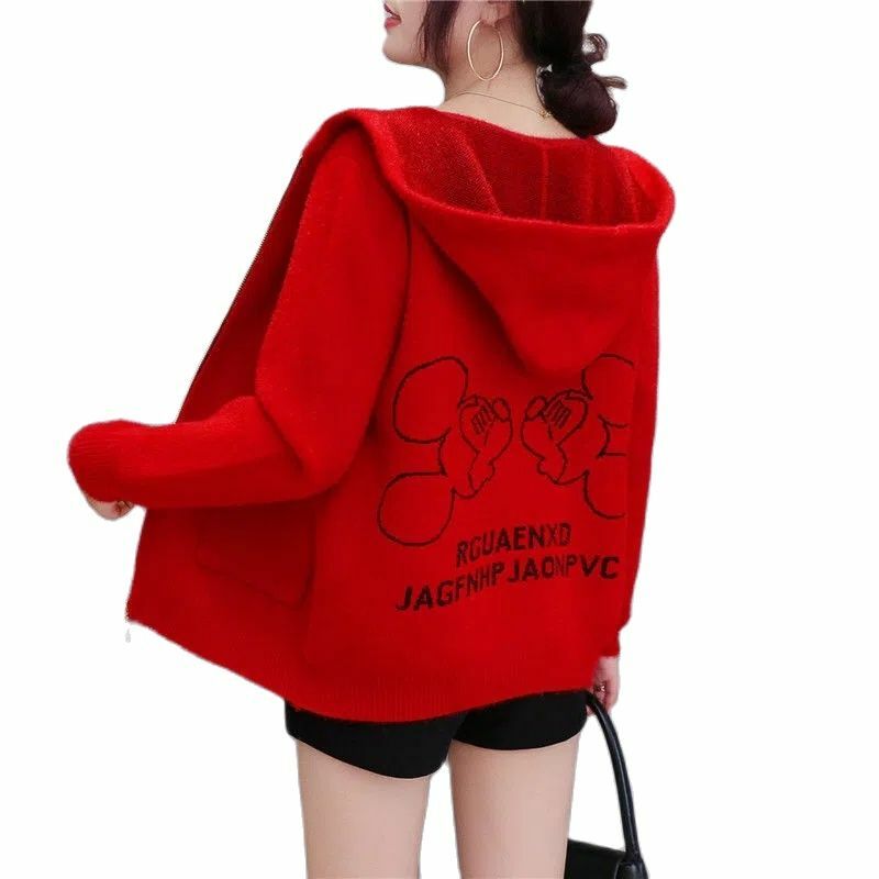 Abrigo de terciopelo de visón para mujer, chaqueta de Joker, ropa de abrigo coreana, cárdigan de punto reductor de edad, tendencia femenina, 2023