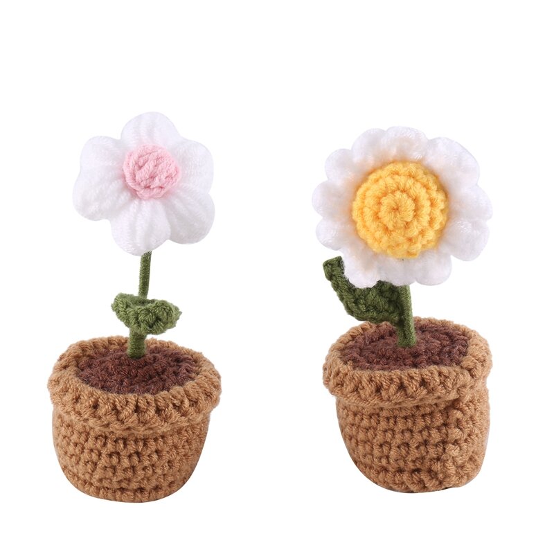 5 Pcs Hand-Woven Potted Flower Products For Home Decoration, Finished Product (Multi-Color)