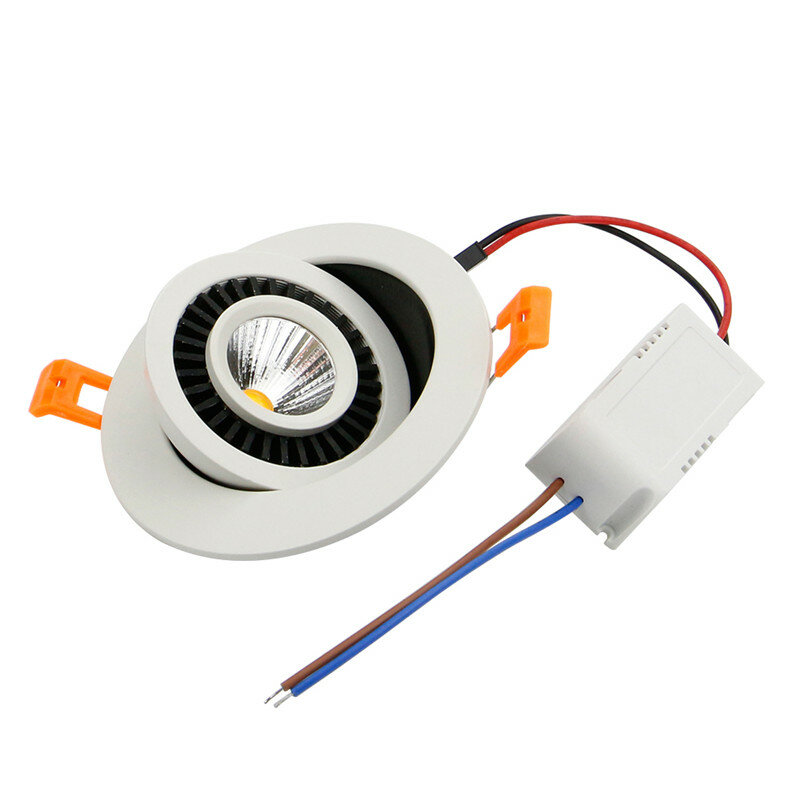 LED typu Downlight okrągły kształt 360 kąt regulowany LED COB lampa wpuszczana czarny/biały korpus aluminiowy oświetlenie sufitowe LED punktowe