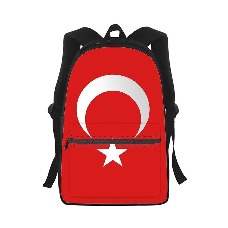 男性と女性のためのトルコの旗が付いたRepublicバックパック,3Dプリントのファッショナブルなランドセル,学生のためのラップトップ,旅行のためのショルダーバッグ