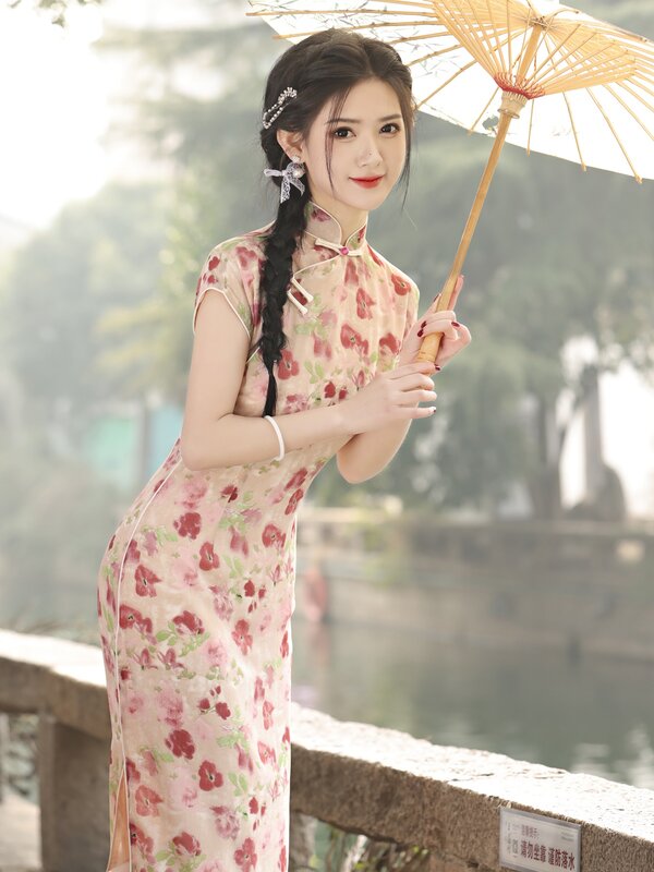 Robe Cheongsam demi cardigan rétro, style tosican chinois, jeune, printemps, nouveau, 03/Wearable