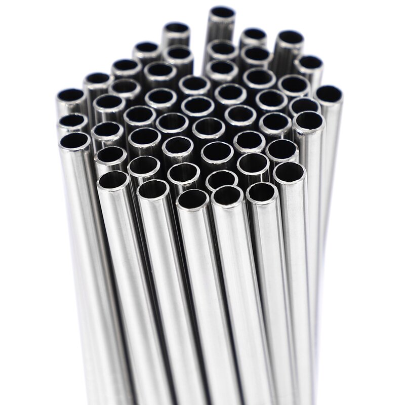 100Pcs Metal Straws Can Be Reused 304 Stainless Steel Drinking Water Pipes 215 Mm X 6 Mm Curved Straws And 50 Straight Straws