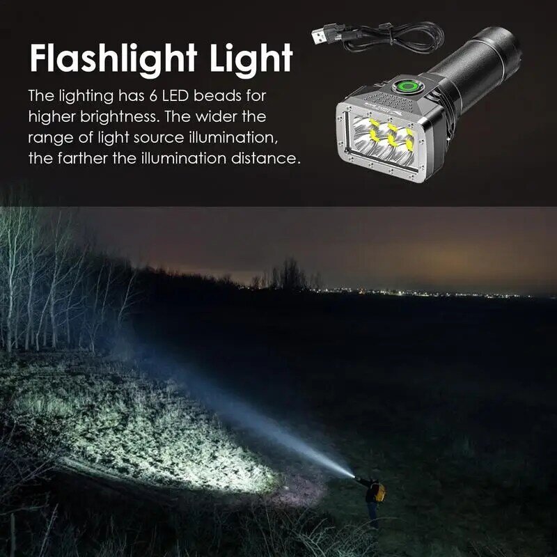 USB recarregável lanterna LED, alta potência tocha, Long Shot lâmpada de mão, lanterna para acampar, mais poderoso