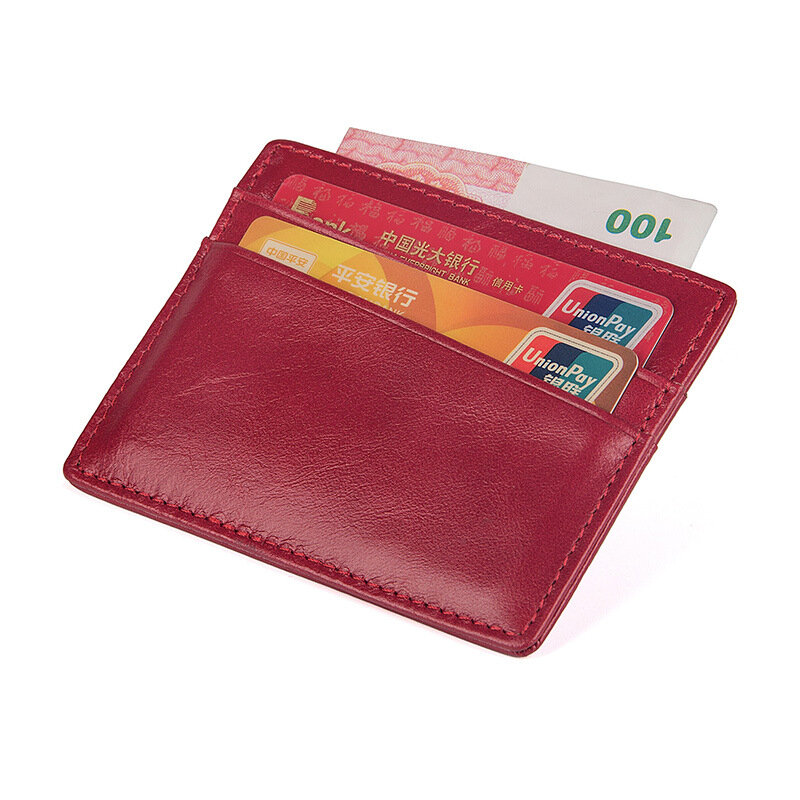 1ชิ้นซองกระเป๋าใส่บัตรเครดิตบัตรประชาชนหนังแท้แบบบางพิเศษเคสใส่เงินแบบบาง dompet koin สำหรับผู้ชายผู้หญิงกระเป๋าแบบมีกระเป๋า