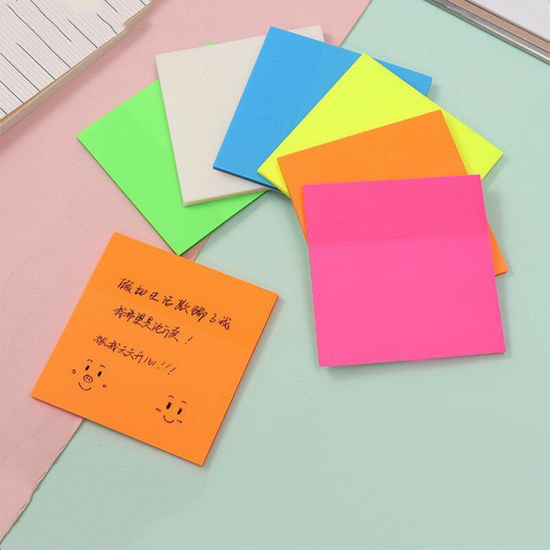 50sheets Colorful Transparent Sticky Notes Self-Stick Notes Self-Adhesive Memo Pad Daily To Do List Note Paper For School Office