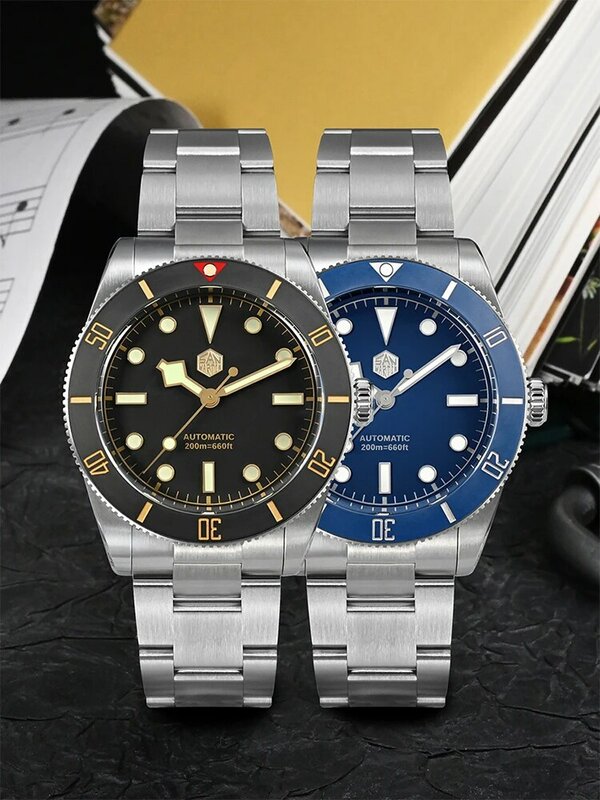 San Martin-Relógio mecânico automático de mergulho masculino, relógios de pulso vintage, Sapphire Luminous, Waterproof, SN0138, NH35, New, 37mm, BB54, 200m