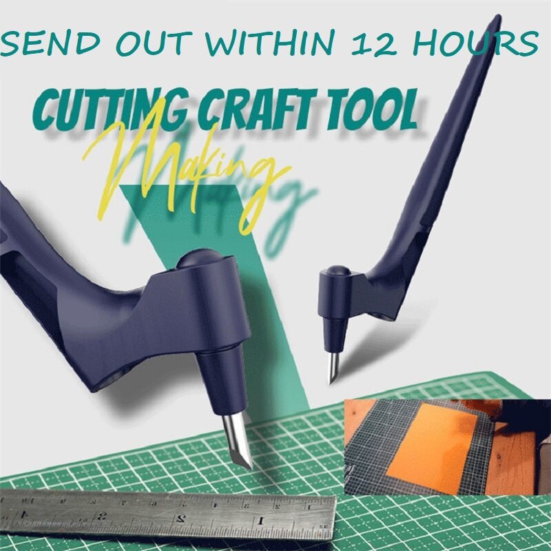 Aço Rotating Blade para DIY Art Cutting Tool, Craft Cutting, Safety Cutter, Paper Knife com 3 Blades, Blade Cutting Pen, 360