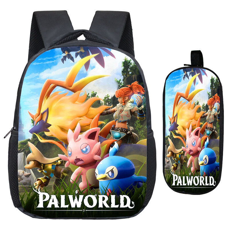 Lightweight Kids Backpacks 2pcs Set Game Palworld Printed School Bags Toddler Kindergarten Bag Girls Boys Cartoon Backpack Gifts