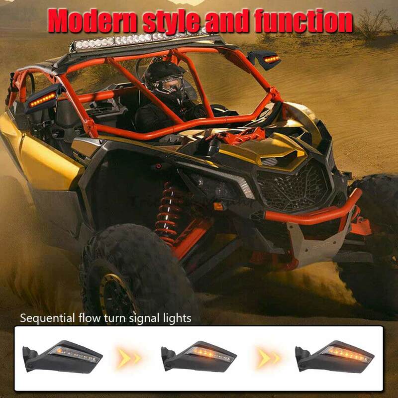 UTV Accessories Adjustable Rearview Mirror w/ LED Turning Light Compatible with Can-Am Maverick X3 Max XDS 4x4 Turbo R 2017-2024