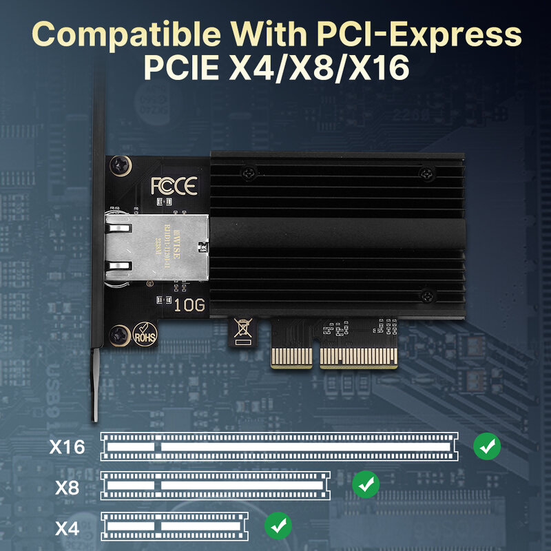 Adaptador de red inalámbrico para escritorio, tarjeta de red PCIE a RJ45, 10GBps, LAN 10, Gigabit, Ethernet, AQC113, Win10/11