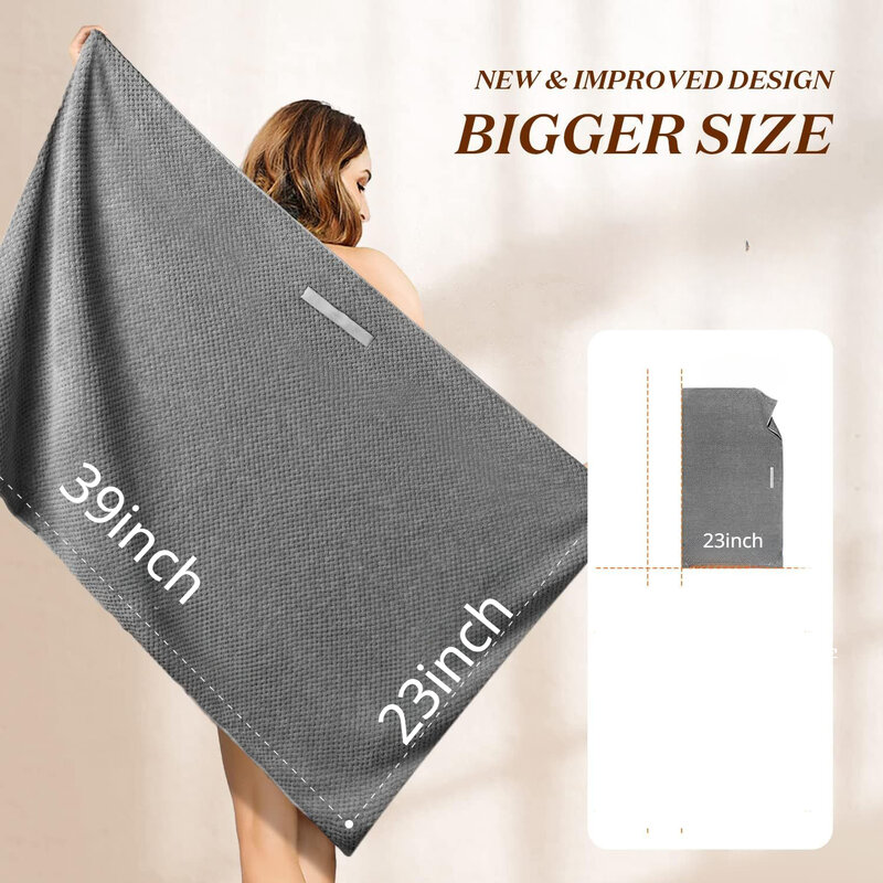 Large Microfiber Long Hair Towel Wrap for Women Super Absorbent Hair Drying Towel with Elastic Strap Turbans