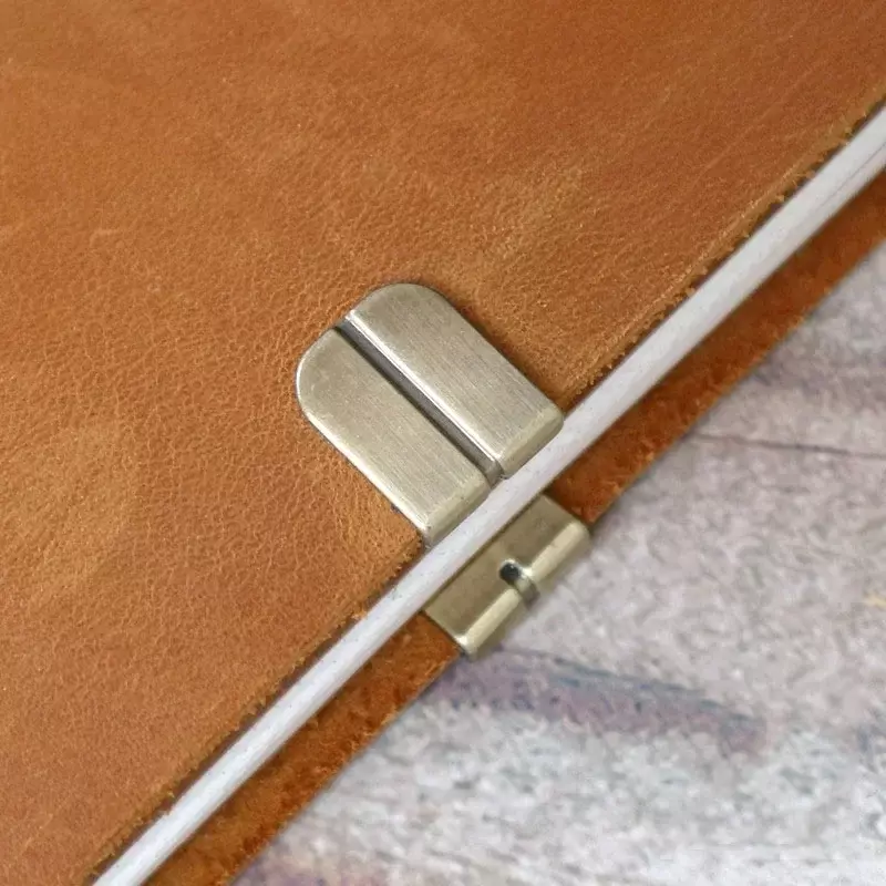 Fromthenon cuaderno de viajero de piel de vaca Retro con textura de Metal, decoración de bordes de Metal y suministros de protección