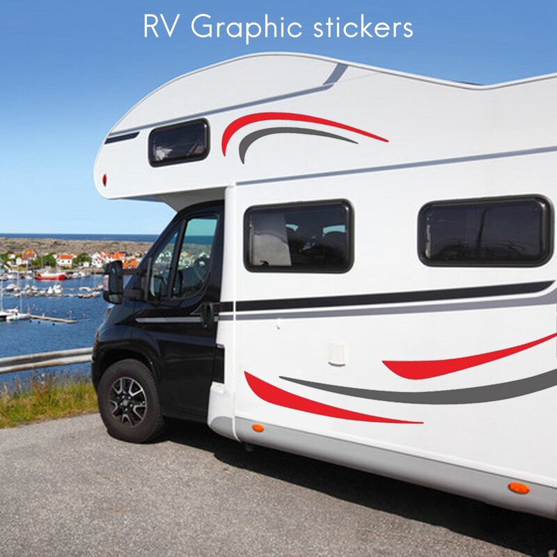 RV Motorhome stiker badan Universal DIY garis gambar stiker dekorasi untuk Trailer karavan
