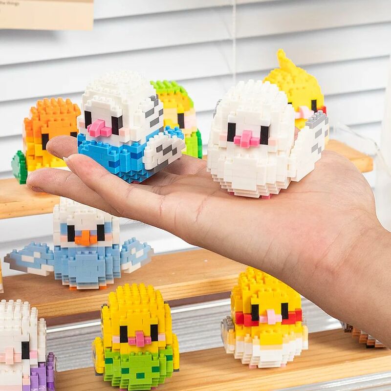 Papagei Vogel Mikro Bausteine Nymphen sittich Wellens ittich DIY montiert Taube Ara 3d Modell Mini Ziegel Figur Spielzeug für Kinder Mädchen