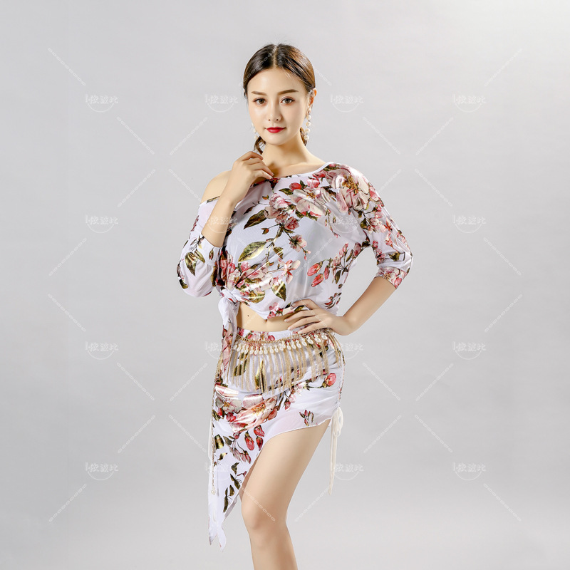 Top do tańca brzucha zestaw spódnic praktyka ubrania w kwiaty wydajność etap taniec nosić garnitur kobiety impreza karnawałowa chiński kostium taneczny