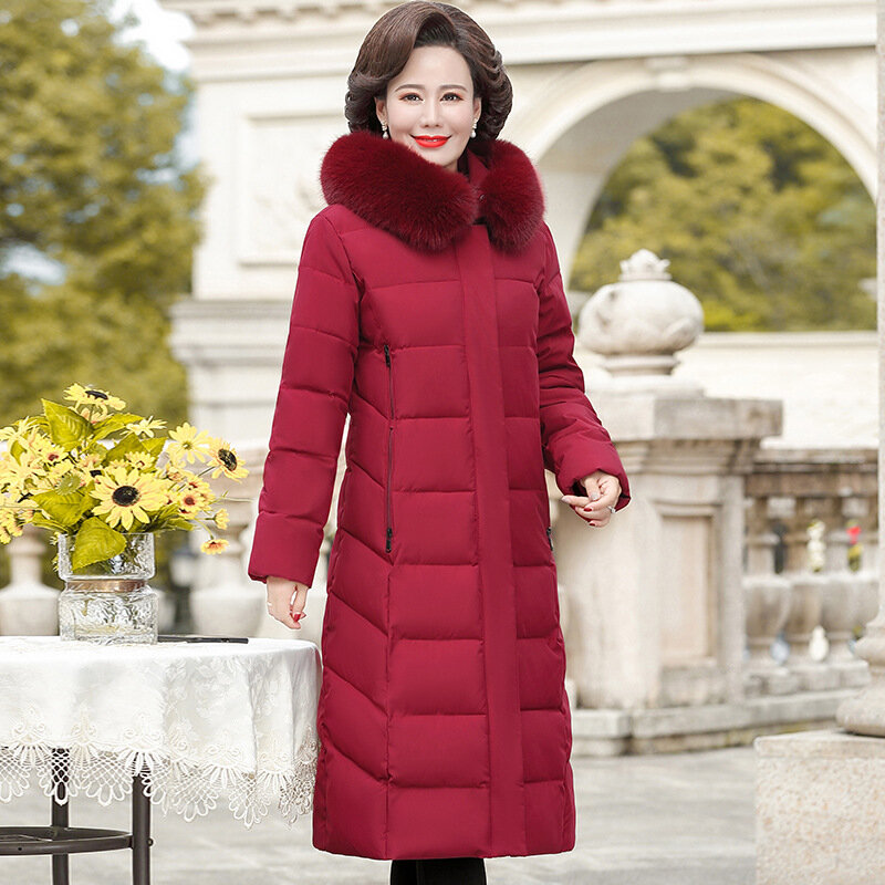 ใหม่เกาหลีแม่ฤดูหนาวเสื้อผ้าผู้หญิงยาวลงแจ็คเก็ตผ้าฝ้ายหลวมเสื้อโค้ท Hooded Thicken Parkas Manteau Femme Hiver