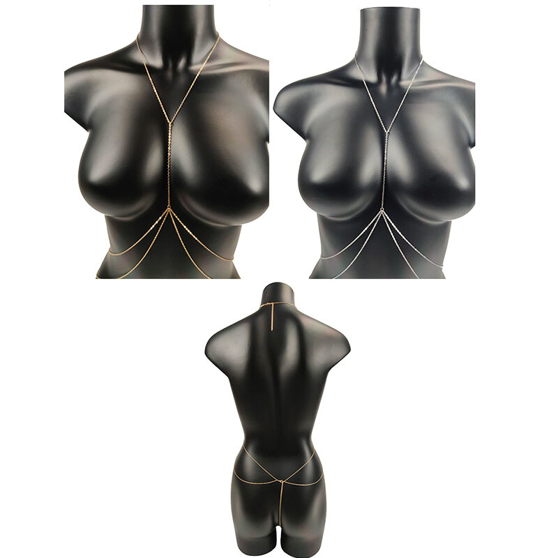 Cadena de pecho Sexy para mujer, cadenas de vientre cruzado para el cuerpo, Bikini femenino