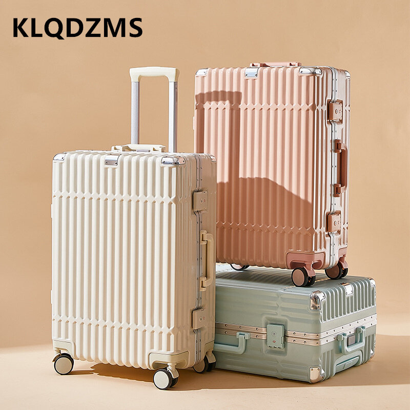 KLQDZMS 20"22"24"26Inch Suitcase New Aluminum Frame Trolley Case Large Capacity Boarding Box with Wheels Rolling Luggage