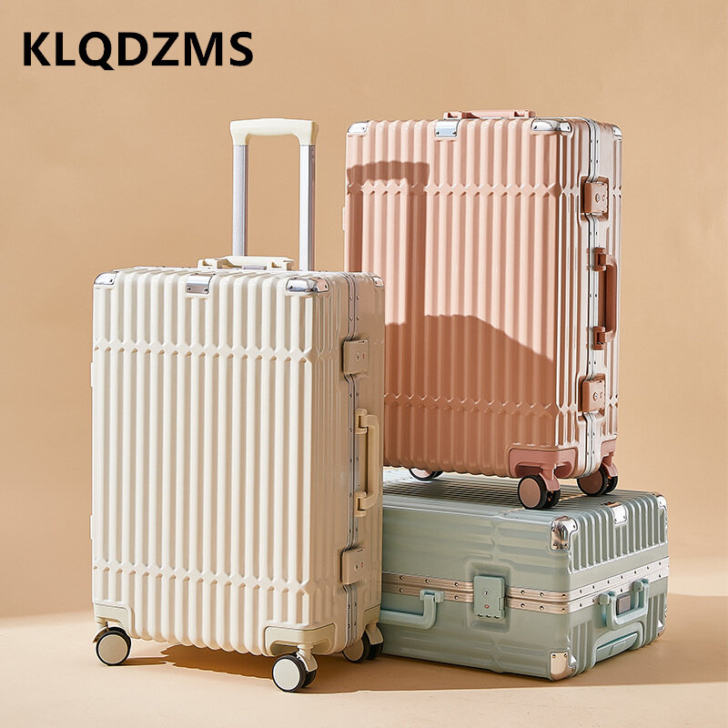 Klqdzms 20 "22" 24 "26Inch Koffer Nieuwe Aluminium Frame Trolley Koffer Grote Capaciteit Instapdoos Met Wielen Rollende Bagage