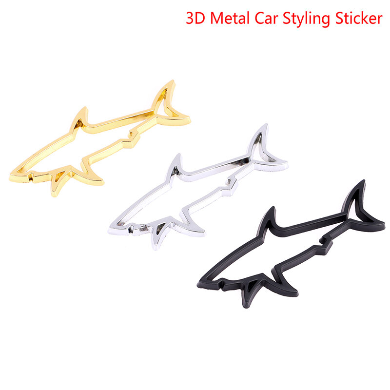 3D Metal Car Styling Sticker Hollow Fish Shark Emblem Badge decalcomanie automobili moto Computer Fuel Cap accessori