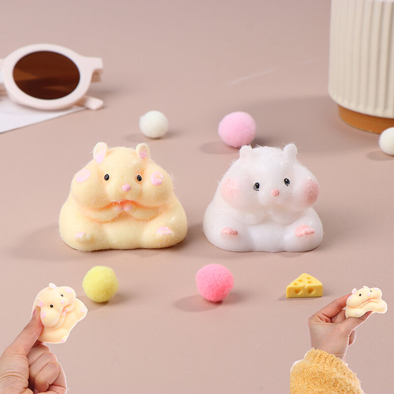 Mainan Hamster simulasi peluru Q lucu Super lembut mainan Mini Kawaii penghilang stres mainan Remas TPR mainan dekompresi