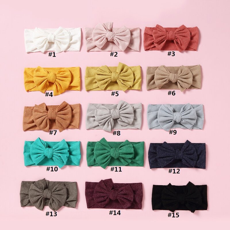 Soft Elastic Knit Bow Headbands para Baby Girl, Novas Cores, Infantis, Artigos de Bebê, Turbante para Crianças, Acessórios para Cabelo, 1Pc