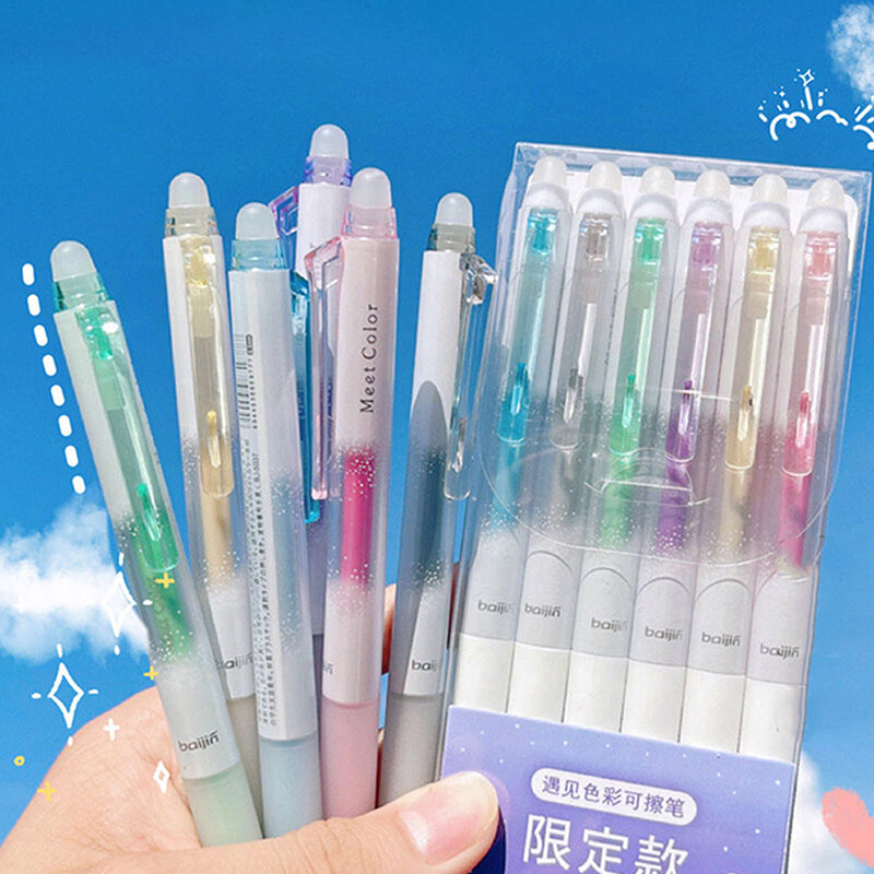 Creative Scented Erasable Gel Pens 0.7mm Glitter Neutral Pens Colorful Ink Needle Pens For Writing Korean Stationery Office