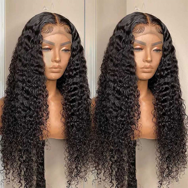 Kinky Curly Lace Front Human Hair Wigs for Women, Indian Deep Curly, Frmetals, Backing and Wavy Lace Closure Wig, 30 in, 13x4