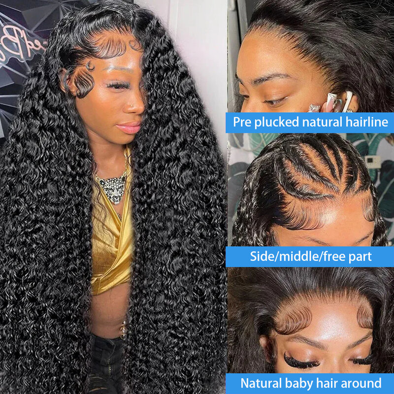 Tiefe Welle 180% hd 30 32 Zoll 13x4 Spitze vorne menschliches Haar Spitze Frontal Perücke 13x6 Verschluss transparentes brasilia nisches Remy Haar für Frau