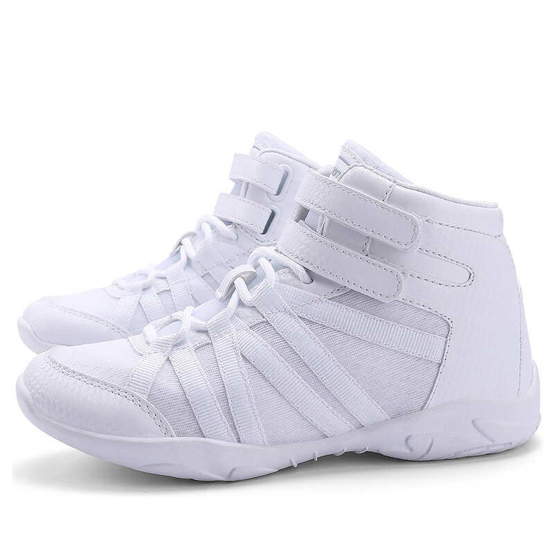 BAXINIER Girls White High Top Cheerleading Shoes Lightweight Youth Cheer Competition Sneakers kids Training Dance Tennis Shoes