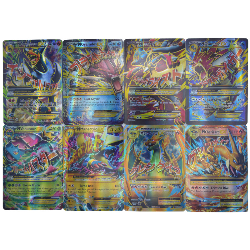 60pcs Mega EX Pokemon Cards Box Display English Version Pokémon Shining Cards Playing Game Collection Booster Kids Toy Gift