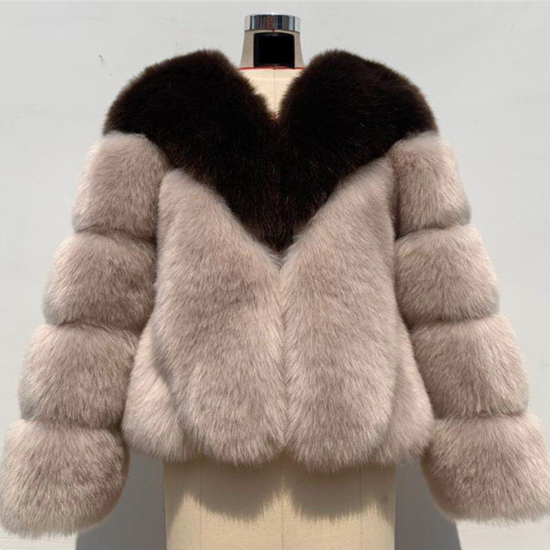 Abrigos de piel sintética de alta calidad para mujer, abrigo grueso, cálido, elegante, suelto, largo, prendas de vestir de invierno