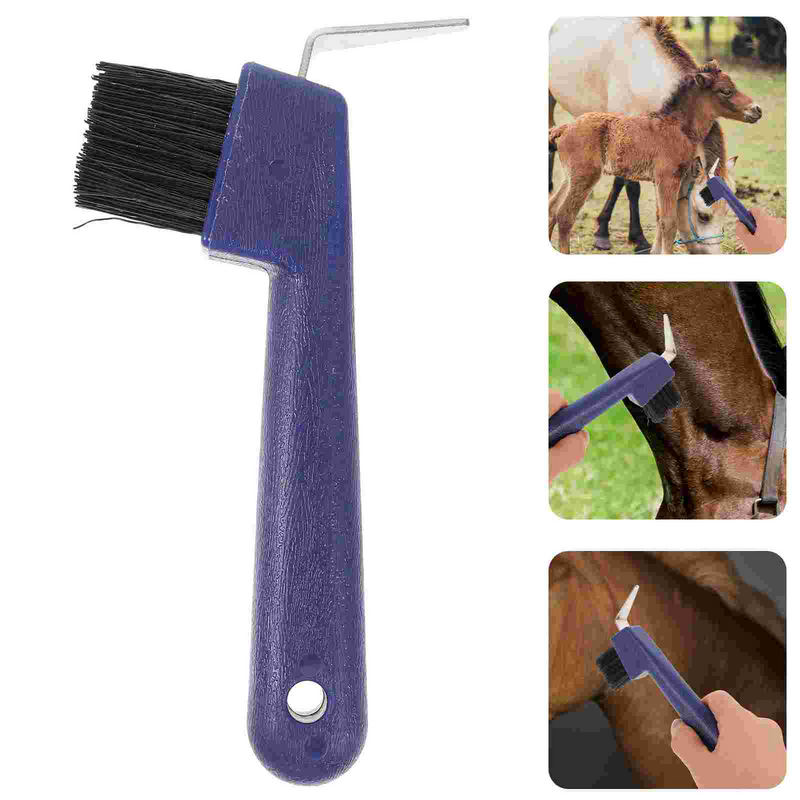 Plastic Horse Hoof Pick escova com aperto, alça de limpeza portátil, Horse Grooming Trimmer