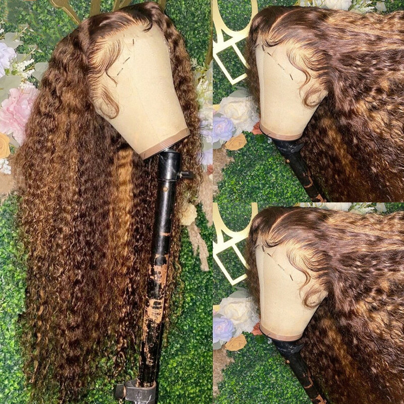 Wig Highlight rambut manusia Wig Frontal gelombang dalam 13x6 Hd renda depan tanpa lem Wig Brasil dijual 13x4 Wig keriting gelombang air