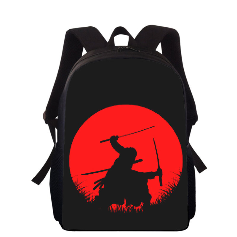 Mochila con estampado 3D DE ARTE samurái japonés para niños, mochilas escolares de primaria para niños y niñas, mochilas de libros escolares para estudiantes, 16"