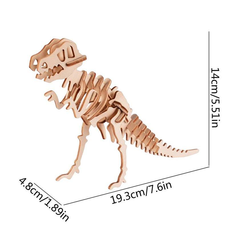 3D drewniane Puzzle DIY 3D drewniane Puzzle dinozaur zwierzęta łamigłówka Puzzle edukacyjne montaż DIY zabawkowy Model dla dzieci i