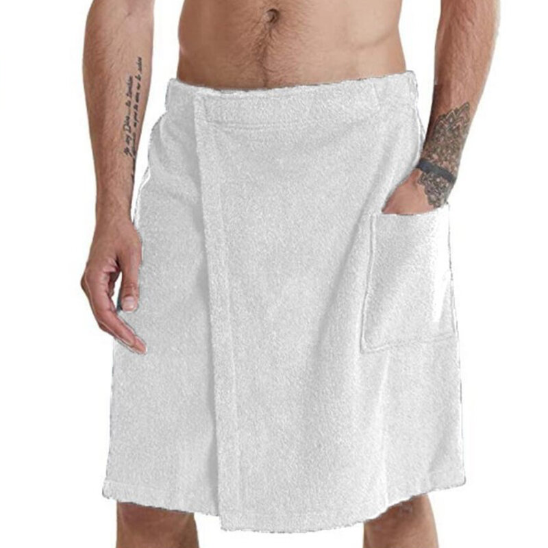 Mens Wearable Magic BF telo da bagno coperta gonna da doccia maschile Sexy Sleep Bottoms pigiama gonna da bagno in pile corallo con tasca