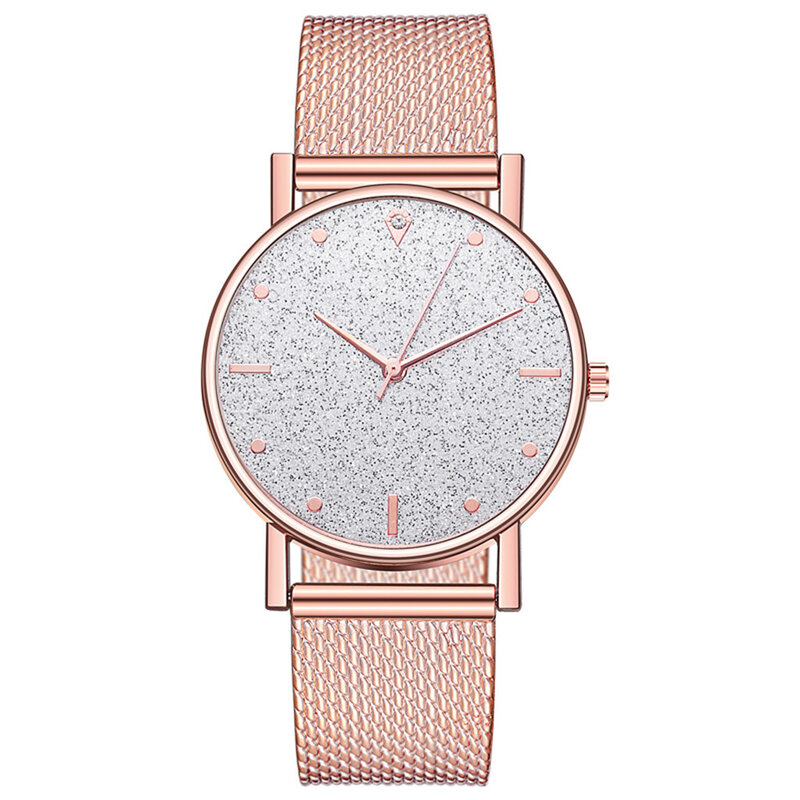 Jam tangan Quartz wanita, arloji klasik Stainless Steel, jam tangan gelang Mesh, bisnis kasual tanggal yang cocok