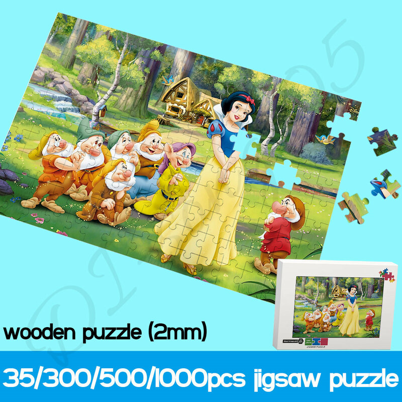 アニメーション映画のパズル,白雪姫と7つのエルフ,300 500,1000ピース,木製ジグソーパズル,おもちゃとホビー