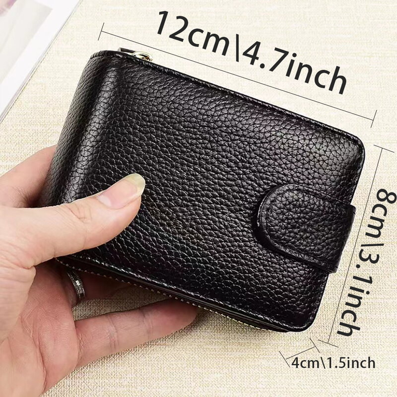 女性のためのジッパー付きの小さな革の財布,ハンドバッグ,カードホルダー,ピンクゴールドの画像,コイン,ジッパー