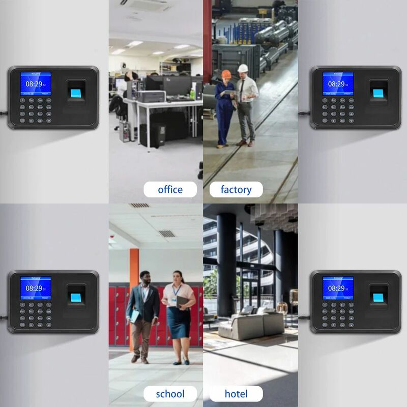 Fingerprint and Password Electronic Time Recorder Device for Employee, Office Attchimes Machine, USB Data Management Equipment, F01