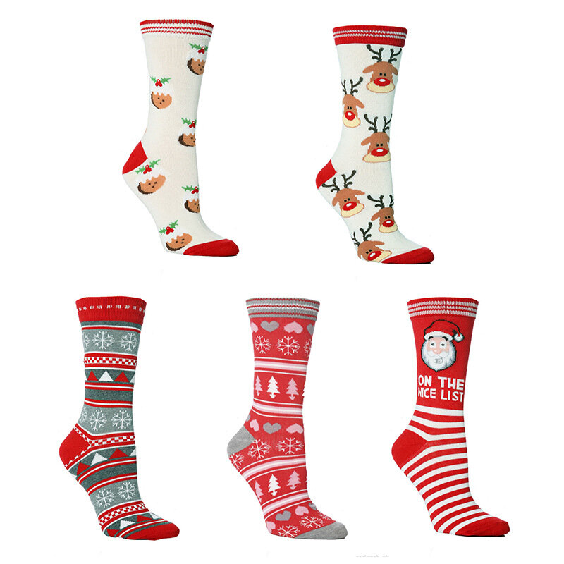 Meias de Natal para homens e mulheres, meias de algodão personalizadas, alces novos, Dia das Bruxas, 2023