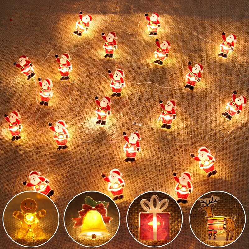 Guirnalda de luces LED de Papá Noel para decoración del hogar, adornos de árbol de Navidad, regalos de Navidad, Año Nuevo, 2022