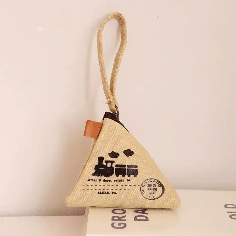 Damska kreatywna Retro torebka na monety modne na płótnie słodkie torby na klucz do torebki z nadrukiem wieży trójkątna przenośna Mini torba