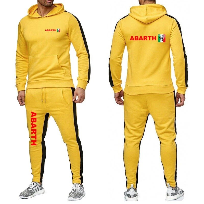 Ropa deportiva de Abarth para hombre, jersey con capucha y pantalones de chándal estampados informales, traje de color sólido, primavera y otoño, 2024