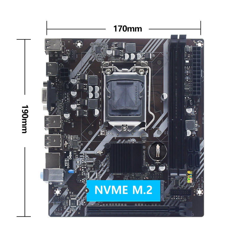Musai Kit Motherboard LGA 1155 H61, kompatibel dengan CPU Intel Core generasi ke-2 dan ke-3 mendukung M.2 NVME SDD
