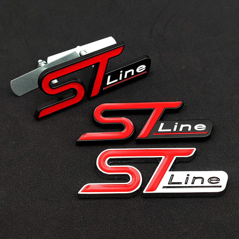Металлическая наклейка ST Line, эмблема переднего гриля автомобиля, значок багажника для Ford Kuga MK3 MK4 S Max Focus Puma Fiesta ST Line, аксессуары с логотипом