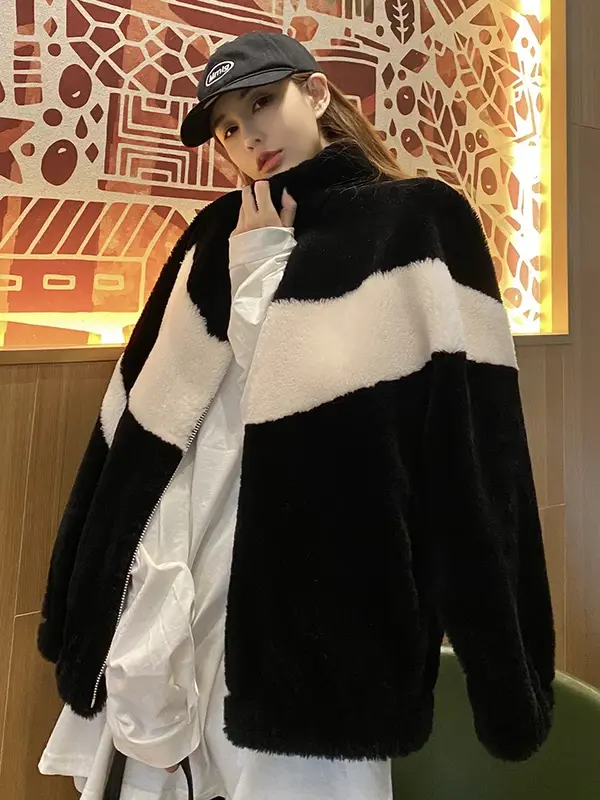 Outono inverno das mulheres casacos de ovelha shearing casaco roupas femininas casuais casaco de lã coreano quente feminino casaco de pele casaco feminino lq