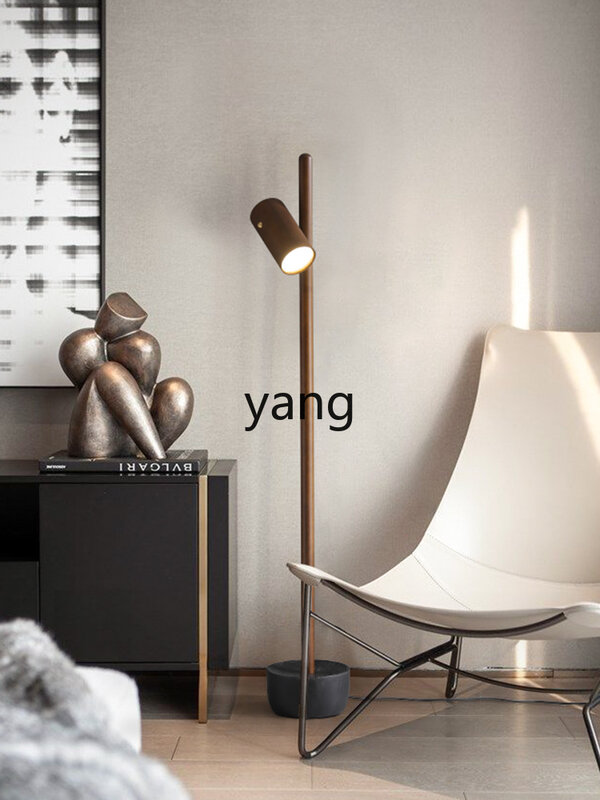 Yjq lampu baca lantai meja, kreatif ruang tamu kamar tidur lampu baca kayu padat sederhana