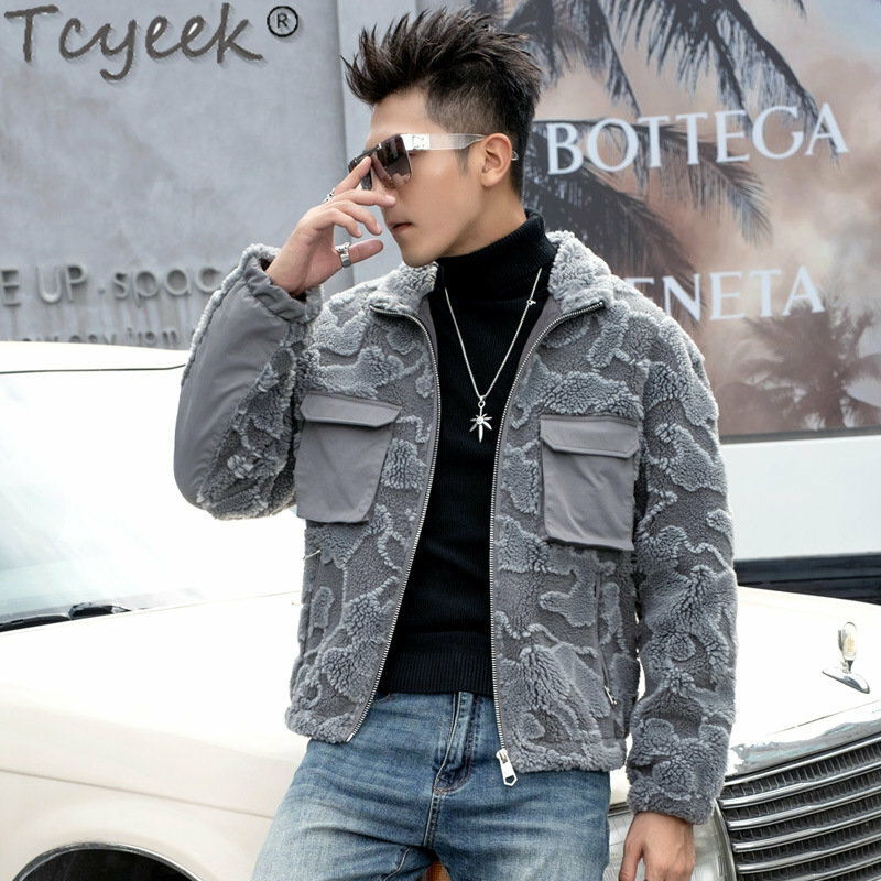 Tcyeek Fashion Warm 30% cappotto di lana Casual giacca di vera pelliccia Slim Winter Shearling giacche di pelliccia uomo abbigliamento Chaquetas Hombre
